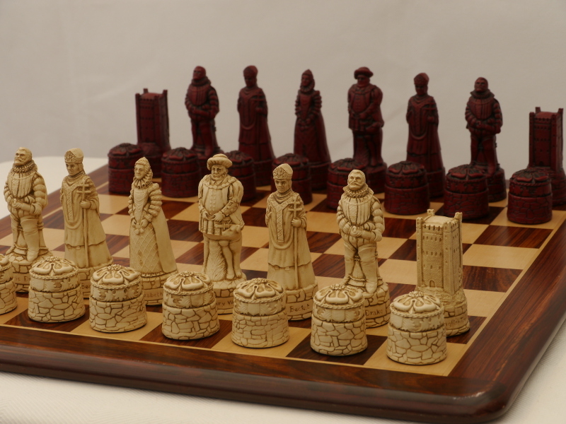 cream and red, board not included Berkeley Shakespeare Ornamental Chess Set